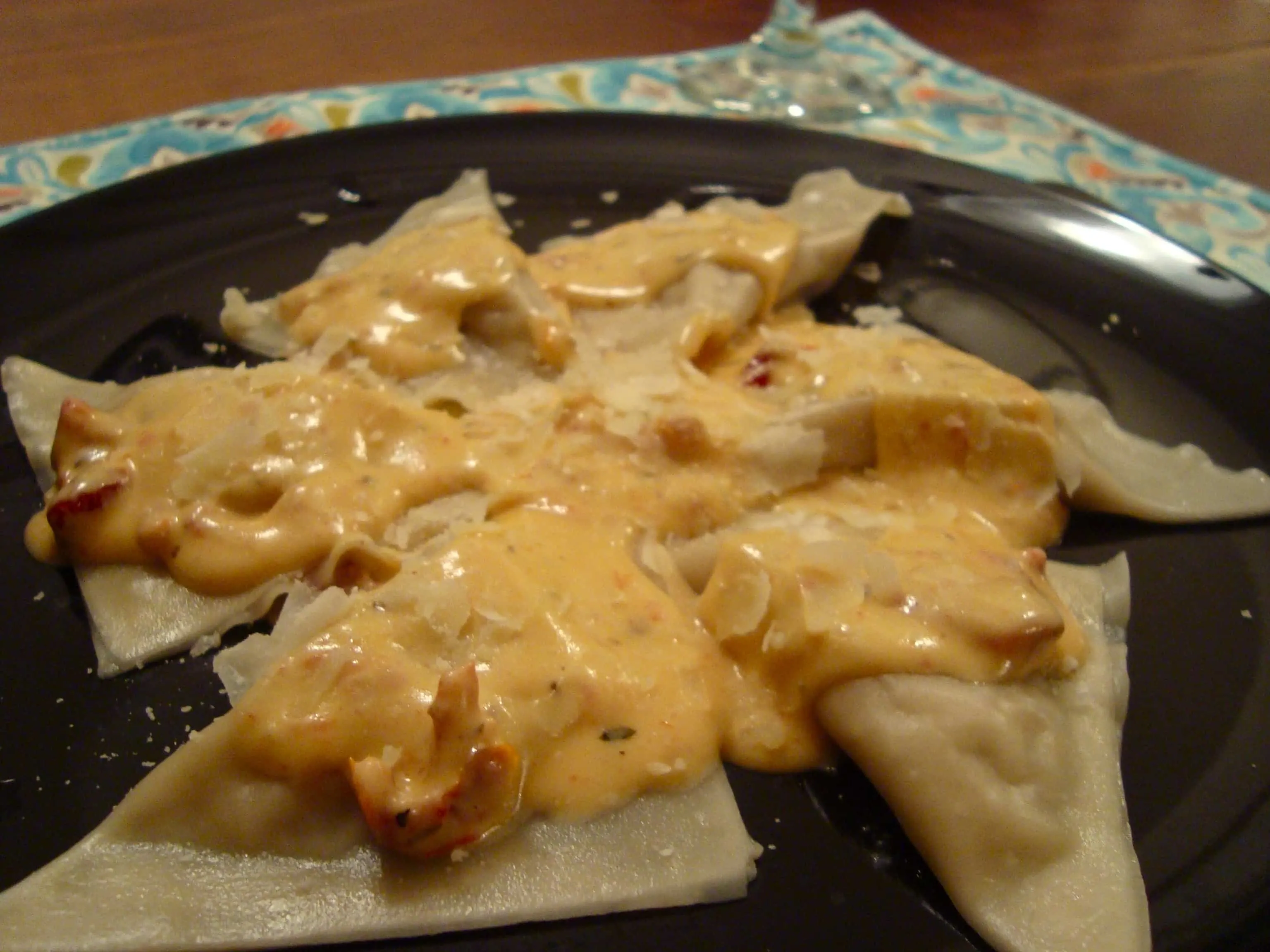 Mushroom Ravioli with Sundried Tomato Cream Sauce