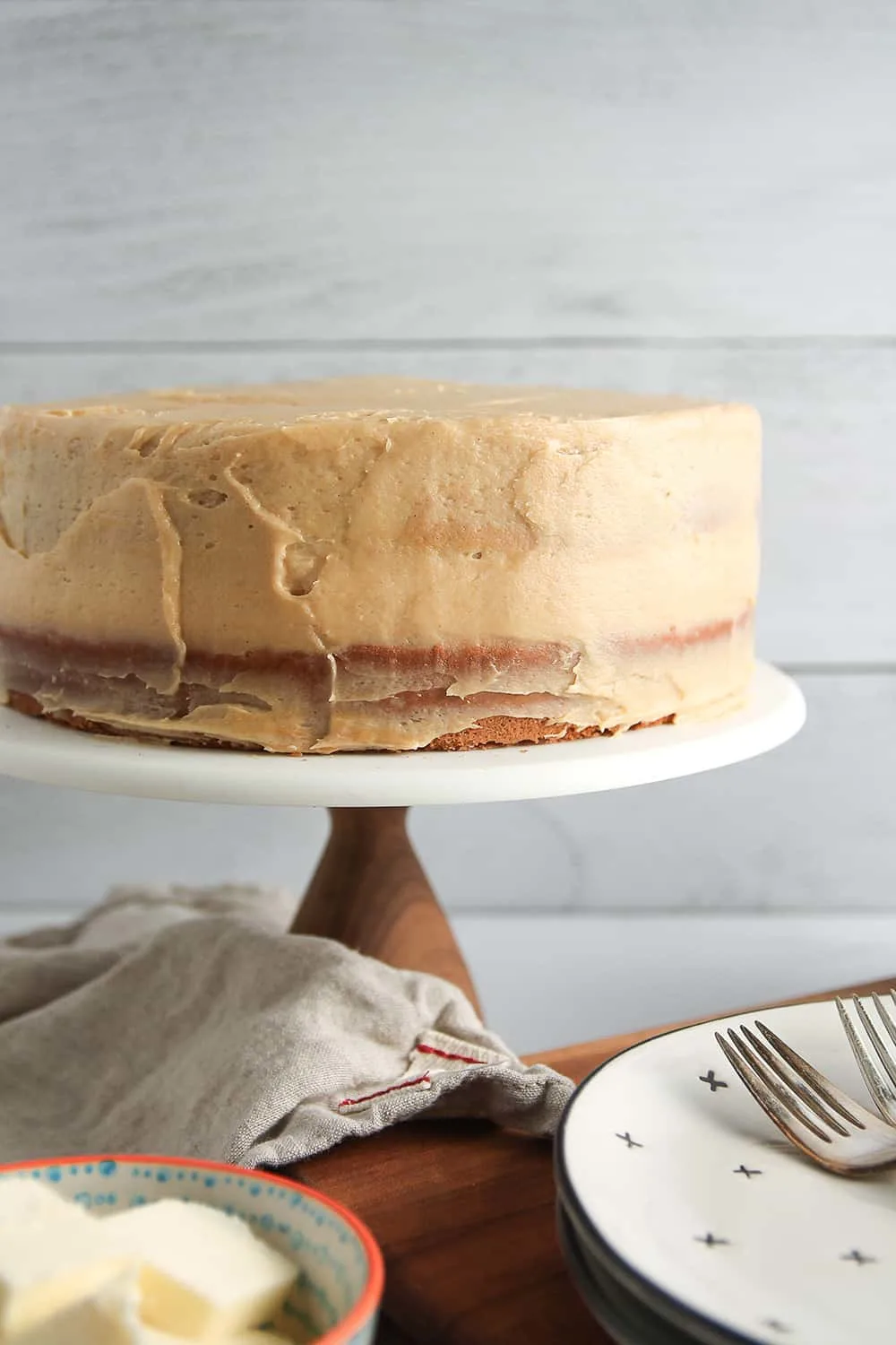 Frost Peanut Butter Cake with peanut butter cream cheese frosting for a dessert perfect for any peanut butter lover.
