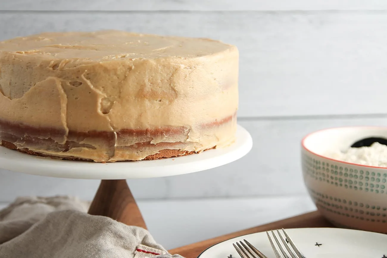 Peanut Butter Cake is covered in peanut butter cream cheese icing for a decadent and delicious cake.