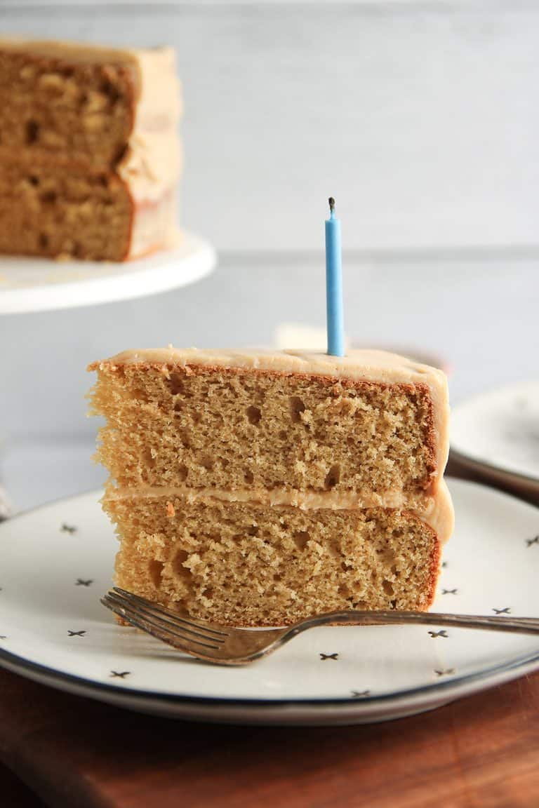 Peanut Butter Cake sandwiches peanut butter cream cheese frosting between two layers of peanut butter cake. It’s the best cake for peanut butter lovers!