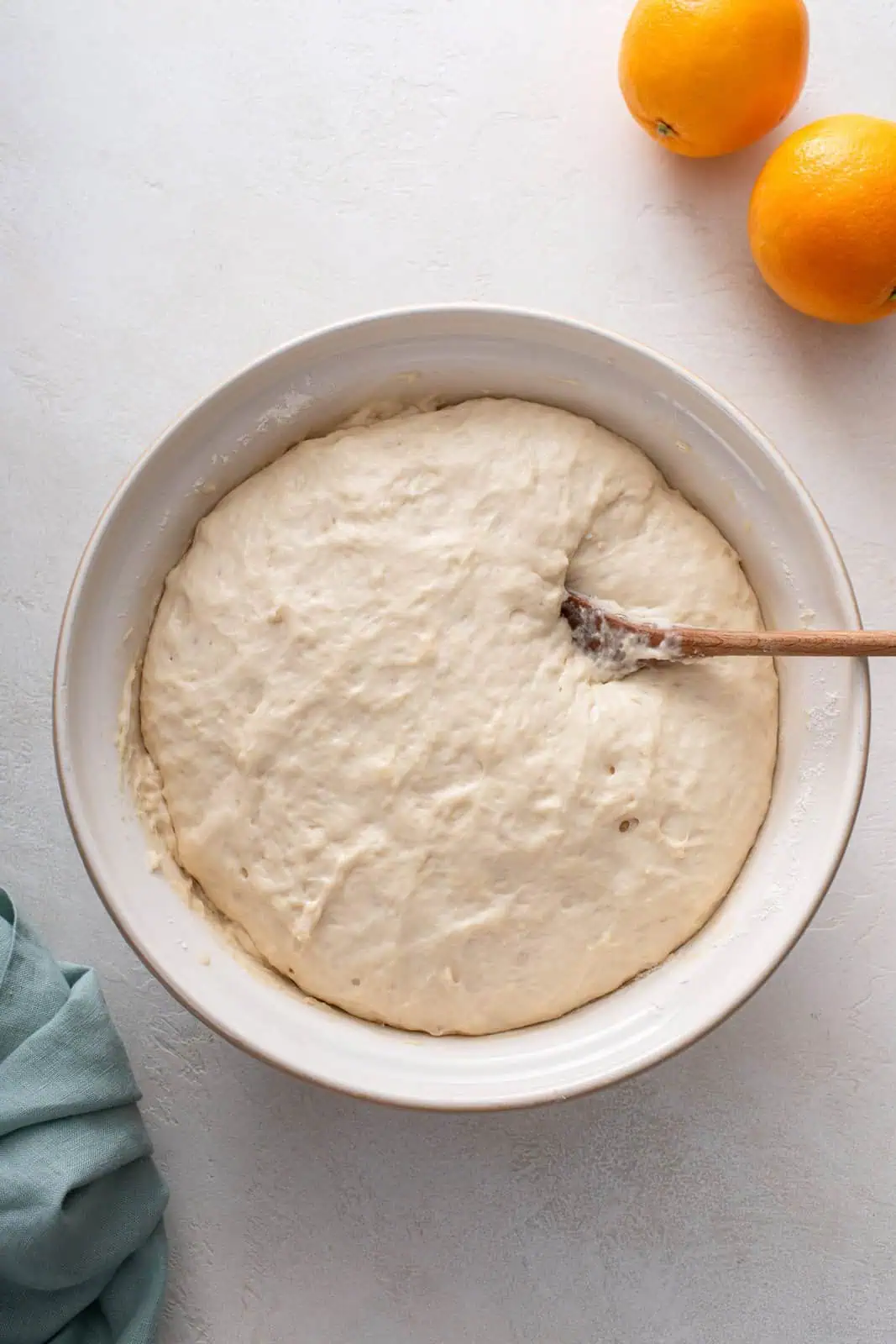 Sweet roll dough after the second rise.