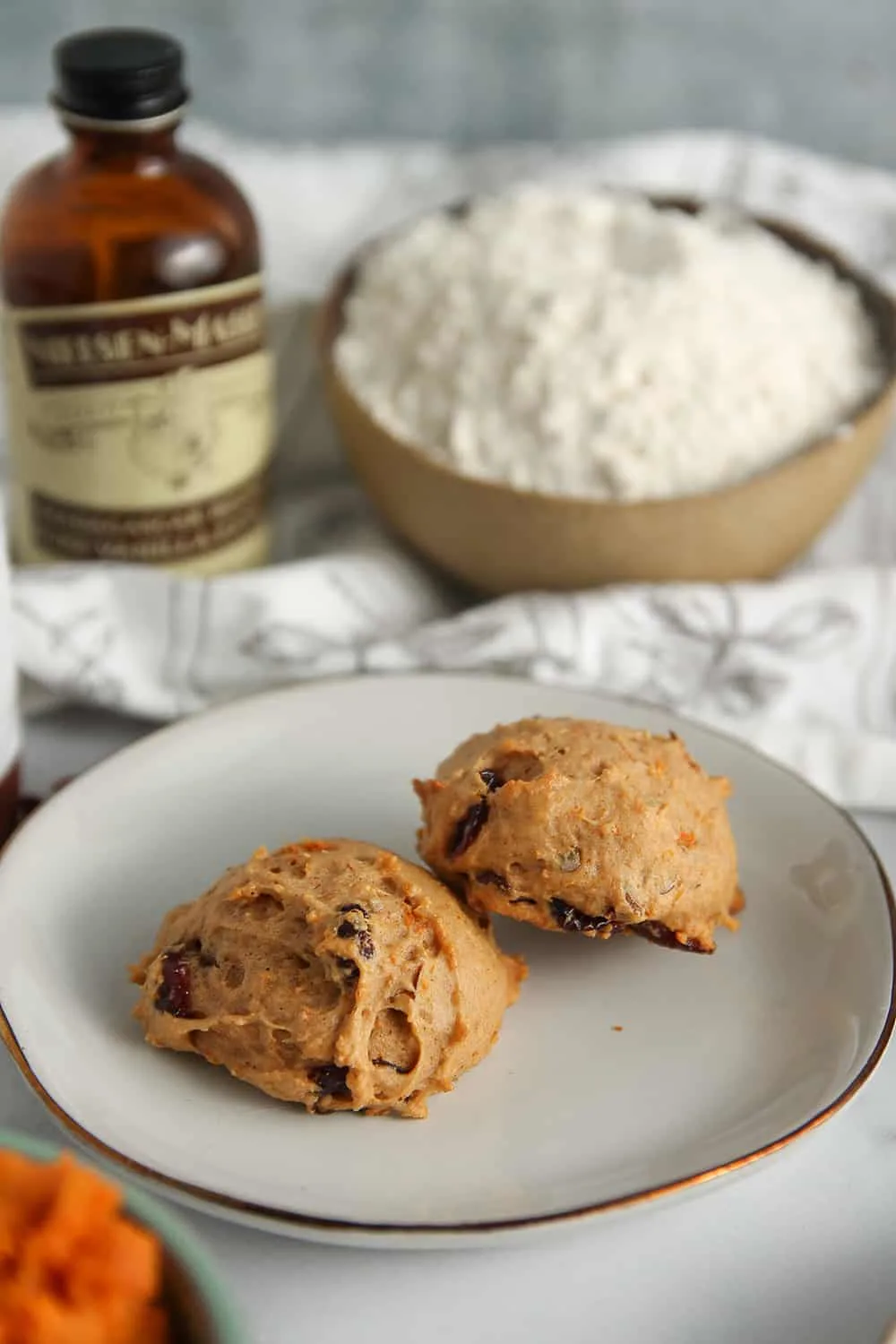 Sweet Potato Cookies are soft, cakey, and full of sweet potato and dried cranberries.