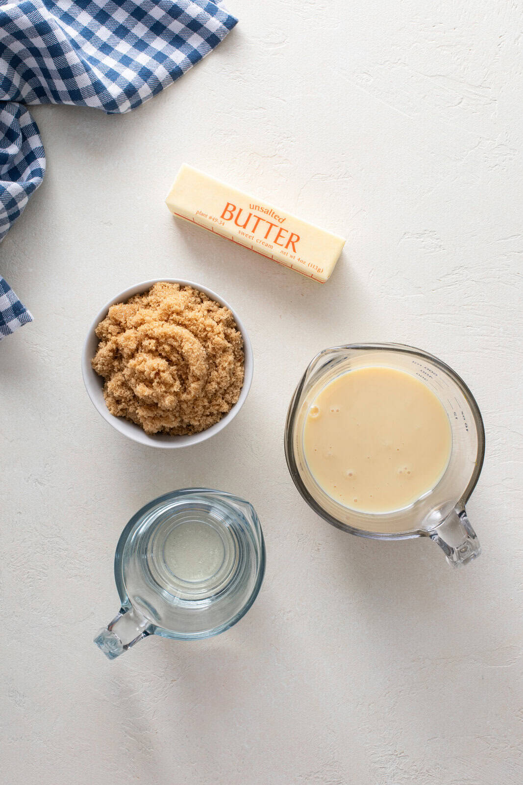 Ingredients for easy apple dip arranged on a countertop.