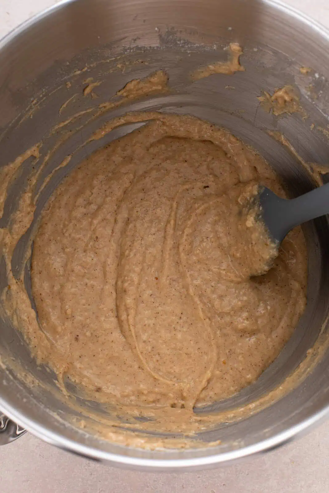 Fruitcake cookie dough base mixed in a bowl.