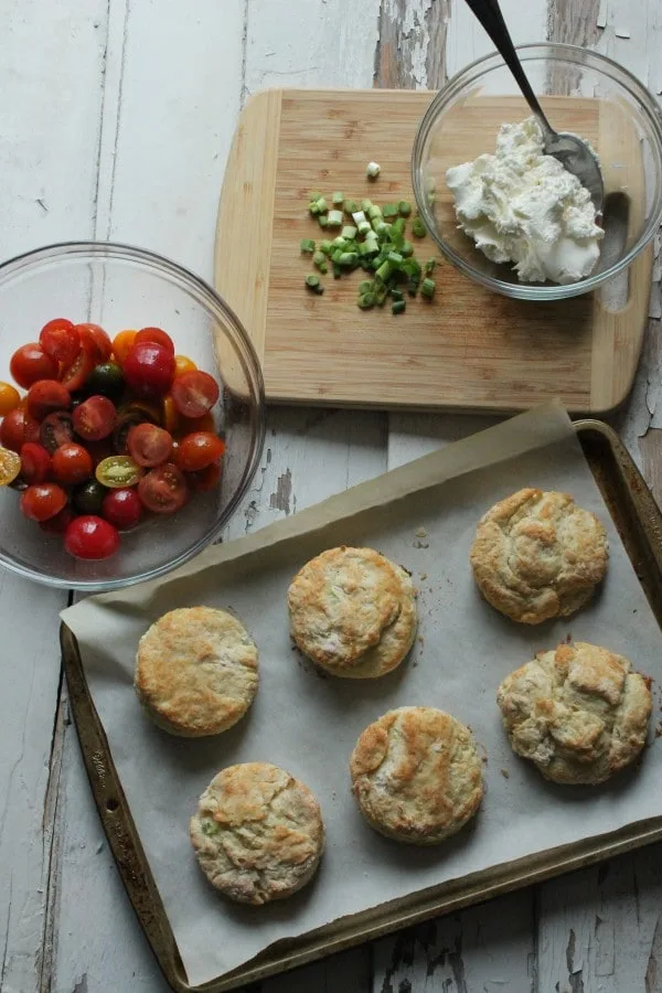 Tomato Scallion Shortcakes with Whipped Goat Cheese