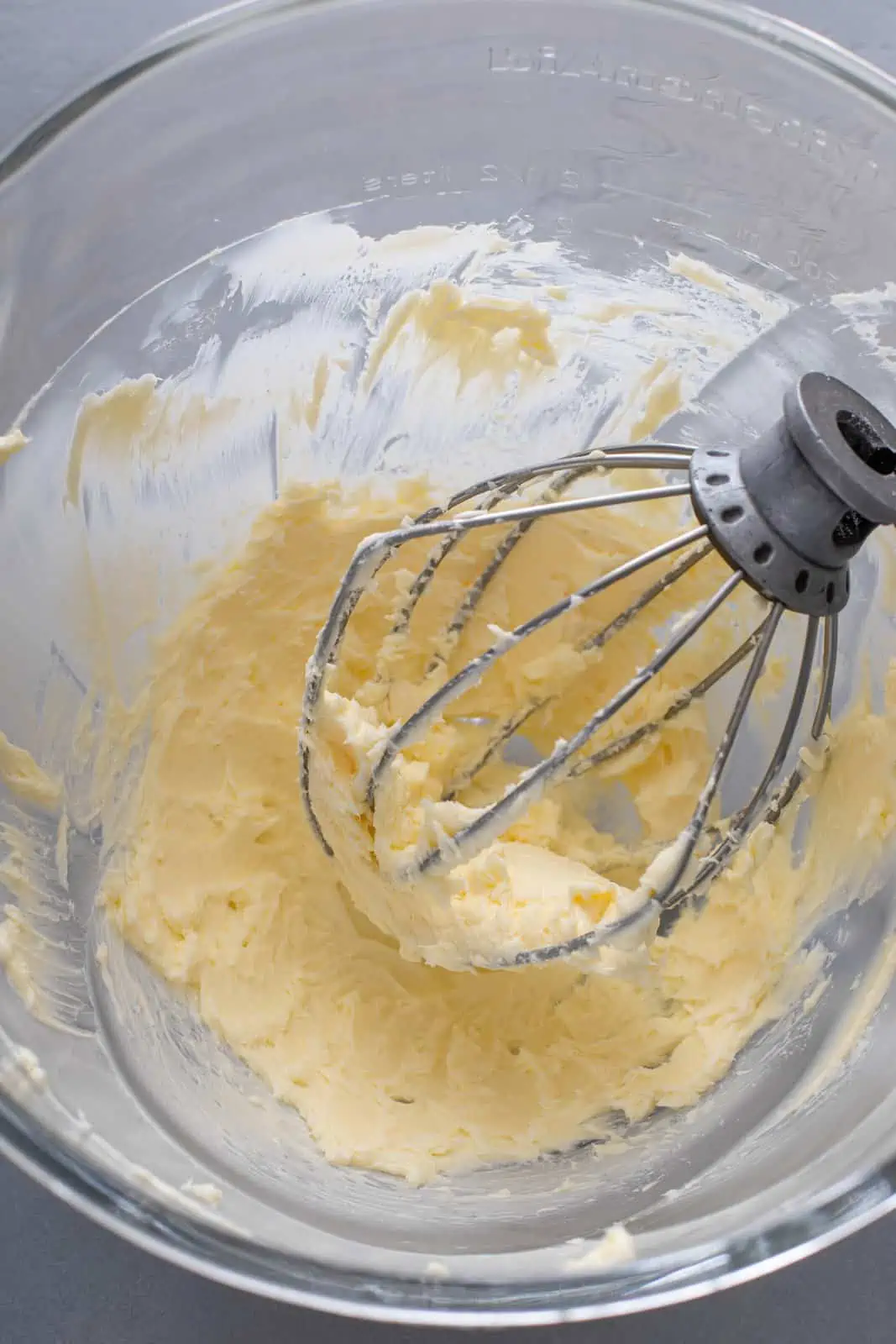 Butter whipped in the bowl of a stand mixer with the whisk attachment.