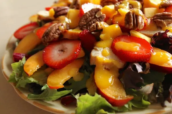 Mango chicken salad with mango dressing