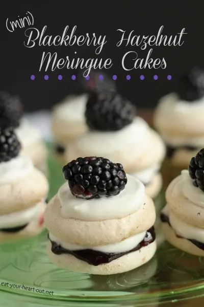 Mini Blackberry Hazelnut Meringue Cakes