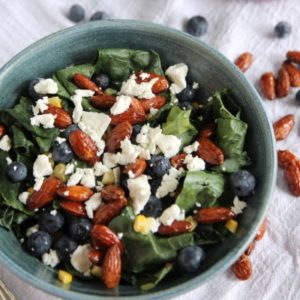 Massaged Kale Salad with Creamy Blueberry Vinaigrette