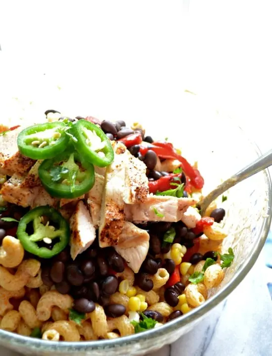 Creamy Chicken Enchilada Pasta Salad