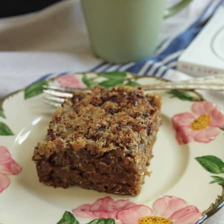 Oatmeal Cake with Coconut-Pecan Topping