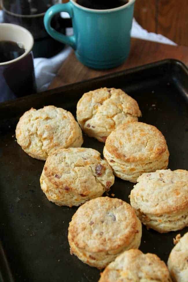 Cheddar Bacon Scones on a baking sheet