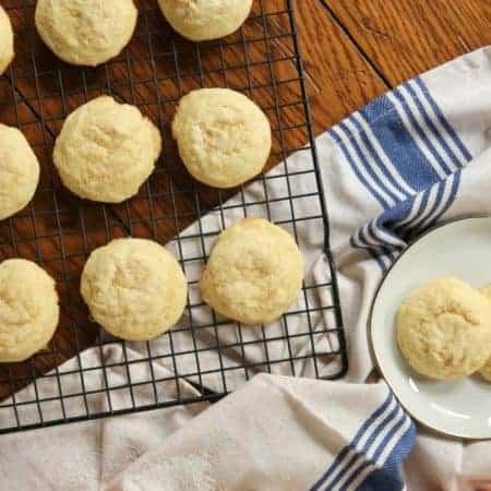 Pillowy Soft Sugar Cookies on cooling rack
