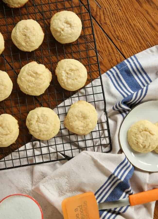 Pillowy Soft Sugar Cookies on cooling rack