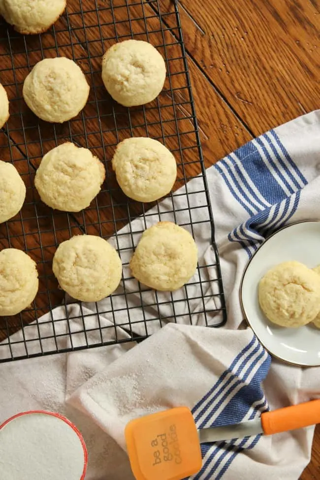 Pillowy Soft Sugar Cookies on cooling rack