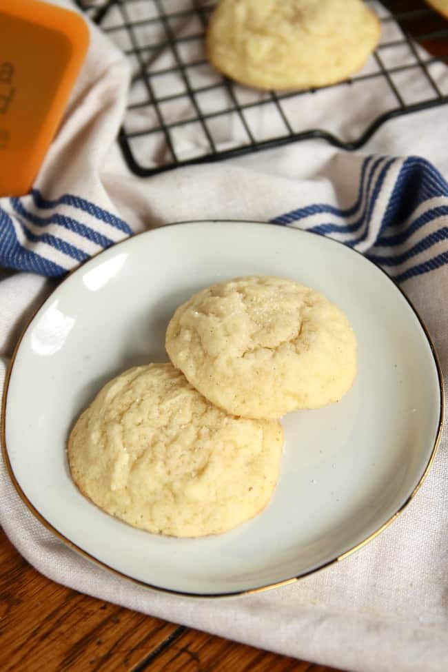 Pillowy Soft Sugar Cookies on a plate