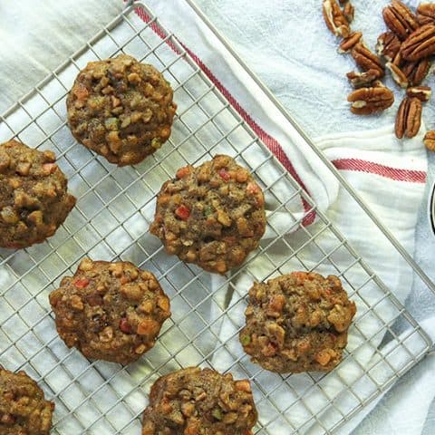 Fruitcake Cookies are full of candied and dried fruit, nuts and spices.