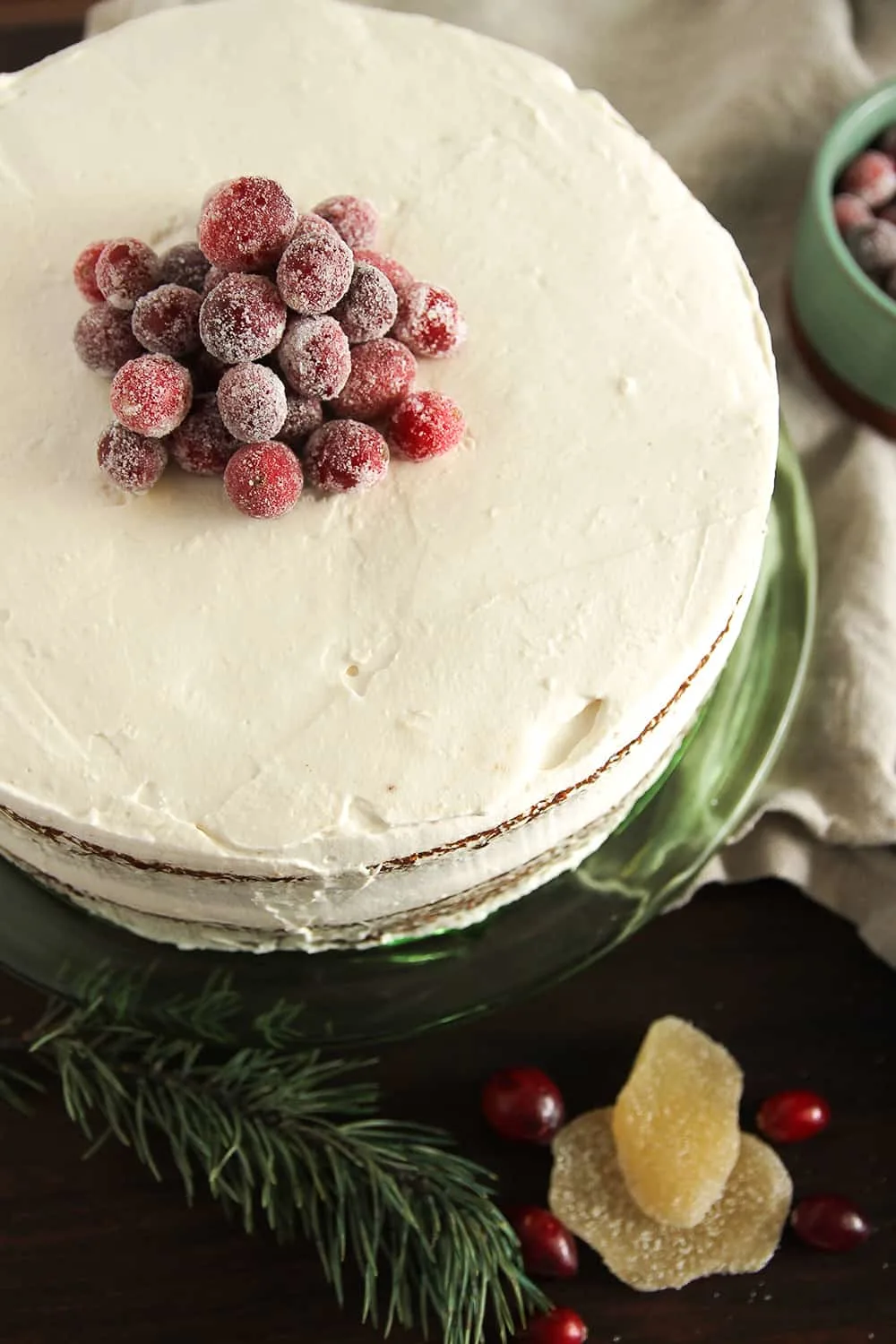 Sugared Cranberries are the perfect adornment to Gingerbread Layer Cake